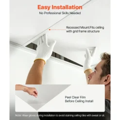 VEVOR 24 x 48 in PVC Ceiling Tiles 10-Pack Drop Ceiling Panels White, PVC Foam Board, Grid Fit, Water-Resistant, Flexible Cut, Easy to Clean, Modern Decorative for Home,Office,Kitchen,Living Room
