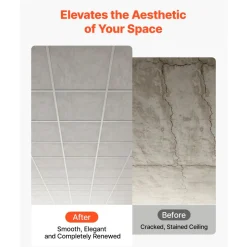 VEVOR 24 x 24 in PVC Ceiling Tiles 12-Pack Drop Ceiling Panels White Marble, PVC Foam Board, Grid Fit, Water-Resistant, Flexible Cut, Easy to Clean, Modern Decorative Finish for Home, Office Areas