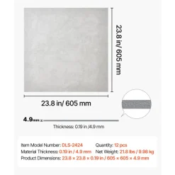 VEVOR 24 x 24 in PVC Ceiling Tiles 12-Pack Drop Ceiling Panels White Marble, PVC Foam Board, Grid Fit, Water-Resistant, Flexible Cut, Easy to Clean, Modern Decorative Finish for Home, Office Areas