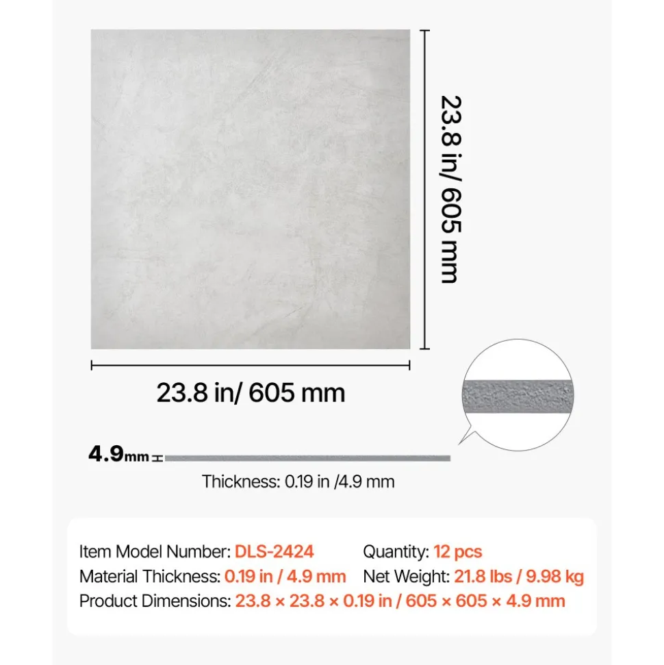 VEVOR 24 x 24 in PVC Ceiling Tiles 12-Pack Drop Ceiling Panels White Marble, PVC Foam Board, Grid Fit, Water-Resistant, Flexible Cut, Easy to Clean, Modern Decorative Finish for Home, Office Areas