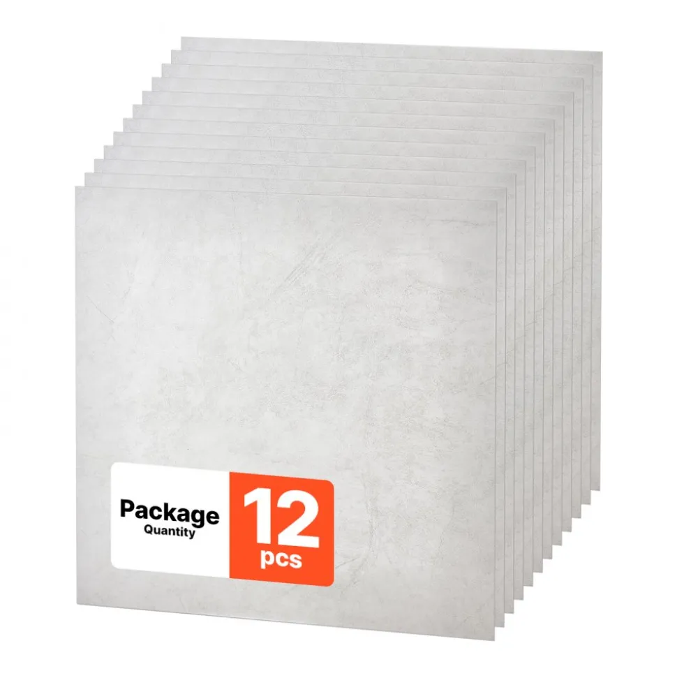 VEVOR 24 x 24 in PVC Ceiling Tiles 12-Pack Drop Ceiling Panels White Marble, PVC Foam Board, Grid Fit, Water-Resistant, Flexible Cut, Easy to Clean, Modern Decorative Finish for Home, Office Areas