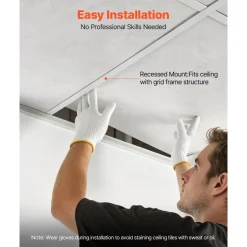 VEVOR 24 x 24 in PVC Ceiling Tiles 12-Pack Drop Ceiling Panels White Marble, PVC Foam Board, Grid Fit, Water-Resistant, Flexible Cut, Easy to Clean, Modern Decorative Finish for Home, Office Areas