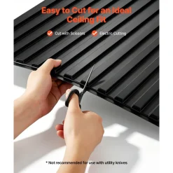 VEVOR 24 x 48 in PVC Ceiling Tiles 12-Pack 3D Black Linear Slat Panels, Smooth PVC Sheet for Drop Grid, Impact-Resistant, Paintable Surface, Easy Cut, Modern Decorative Style for Home, Office