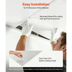 VEVOR 24 x 24 in PVC Ceiling Tiles 12-Pack Drop Ceiling Panels White, PVC Foam Board, Grid Fit, Water-Resistant, Flexible Cut, Easy to Clean, Modern Decorative for Home,Office,Kitchen,Living Room