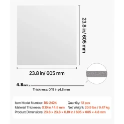 VEVOR 24 x 24 in PVC Ceiling Tiles 12-Pack Drop Ceiling Panels White, PVC Foam Board, Grid Fit, Water-Resistant, Flexible Cut, Easy to Clean, Modern Decorative for Home,Office,Kitchen,Living Room