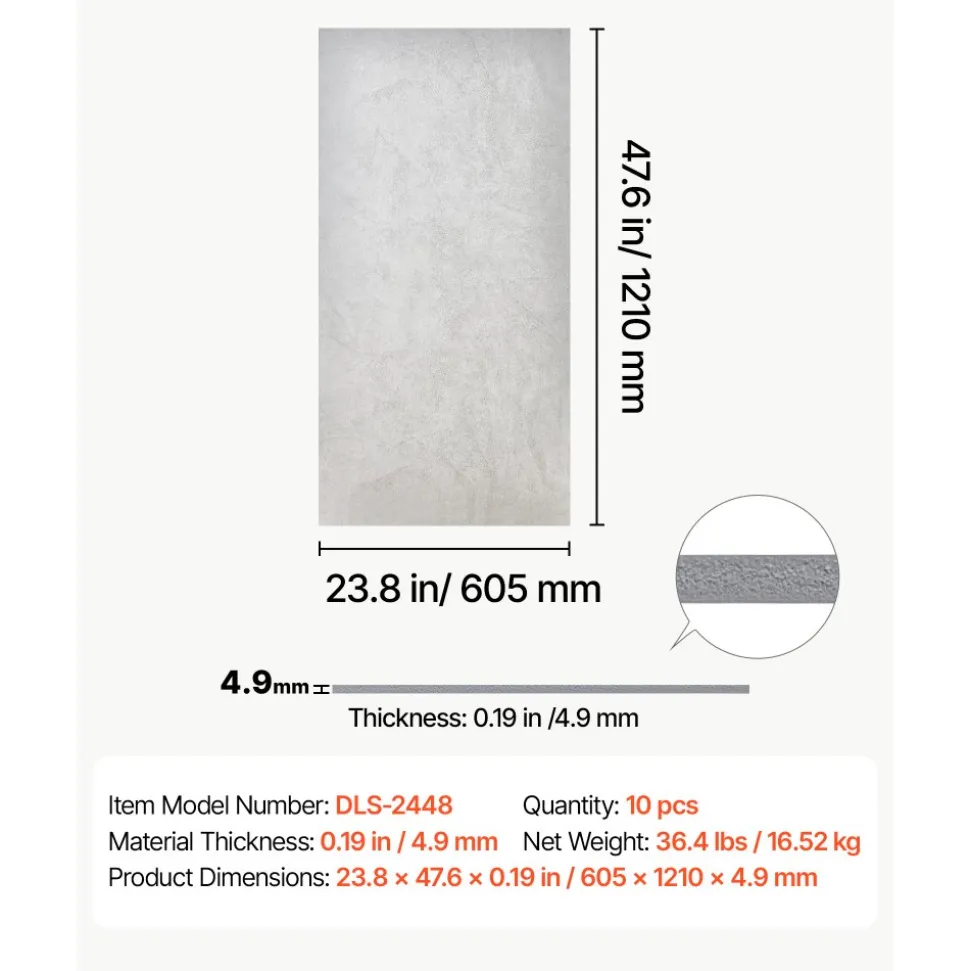 VEVOR 24 x 48 in PVC Ceiling Tiles 10-Pack Drop Ceiling Panels White Marble, PVC Foam Board, Grid Fit, Water-Resistant, Flexible Cut, Easy to Clean, Modern Decorative Finish for Home, Office Areas