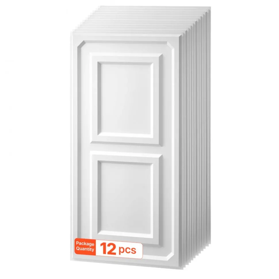 VEVOR 24 x 48 in PVC Ceiling Tiles 12-Pack White 3D Textured Accent Panels, PVC Sheet for Drop Grid, Impact-Resistant, Paintable Surface, Easy Cut, Modern Decorative Style for Home, Office Area
