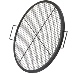VEVOR X-Marks Fire Pit Grill Grate, Round Cooking Grate, Heavy Duty Steel Campfire BBQ Grill Grid with Handle and Support X Wire, Portable Camping Cookware for Outside Party & Gathering, 30 Inch Black