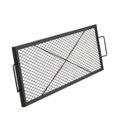 VEVOR X-Marks Fire Pit Grill Grate, Rectangle Cooking Grate, Heavy Duty Steel Campfire BBQ Grill Grid with Handle & Support X Wire, Portable Camping Cookware for Outside Party Gathering, 32 Inch Black