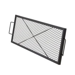 VEVOR X-Marks Fire Pit Grill Grate, Rectangle Cooking Grate, Heavy Duty Steel Campfire BBQ Grill Grid with Handle & Support X Wire, Portable Camping Cookware for Outside Party Gathering, 32 Inch Black