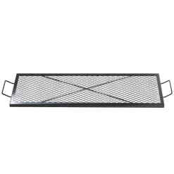 VEVOR X-Marks Fire Pit Grill Grate, Rectangle Cooking Grate, Heavy Duty Steel Campfire BBQ Grill Grid with Handle & Support X Wire, Portable Camping Cookware for Outside Party Gathering, 32 Inch Black