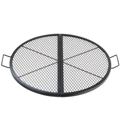 VEVOR X-Marks Fire Pit Grill Grate, Foldable Round Cooking Grate, Heavy Duty Steel Campfire BBQ Grill Grid with Handle and Support X Wire, Portable Camping Cookware for Outside Party, 36 Inch Black