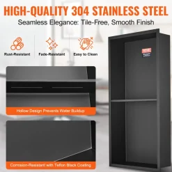 VEVOR 13"x25" No Tile Shower Niche 304 Stainless Steel, Wall-Inserted Niche Recessed Double Shelves, Sealed Waterproof Rust-Resistant Easy Cleaning Modern Niche for Shower or Soap Storage Bathroom