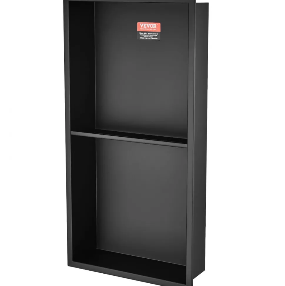 VEVOR 13"x25" No Tile Shower Niche 304 Stainless Steel, Wall-Inserted Niche Recessed Double Shelves, Sealed Waterproof Rust-Resistant Easy Cleaning Modern Niche for Shower or Soap Storage Bathroom