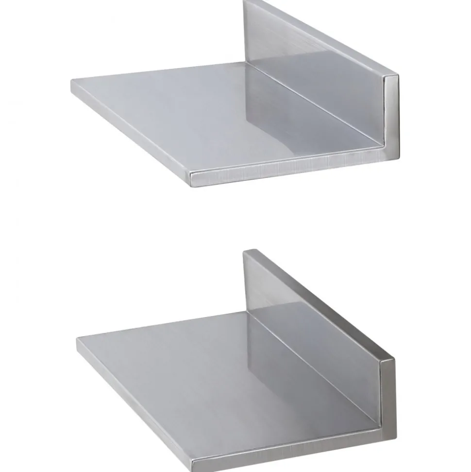 VEVOR 8.6" x 16" -2 Pack Stainless Steel Shelf, Wall Mounted Floating Shelving with Backsplash, 44 lbs Load Capacity Commercial Shelves, Heavy Duty Storage Rack for Restaurant, Kitchen, Bar, Home, and Hotel