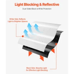 VEVOR 10' x 100' Plastic Sheeting Heavy Duty, 6 Mil Thick Plastic Sheeting Roll, Plastic Drop Cloth Painters Tarp Covering for Crawl Space Vapor Barrier, Black and White Double-Sided, Multi-Purpose