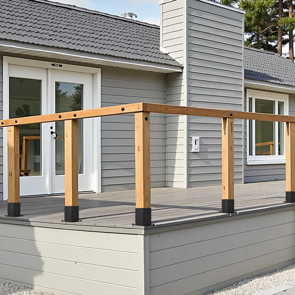 VEVOR 6x6 Post Base 4 Pcs, Inner Size 5.6x5.6 inch / 142x142 mm Post Brackets, Heavy Duty Carbon Steel Decking Posts, Wood Posts Brackets for Pavilion Deck Railing Support Deck Base Plate, Black