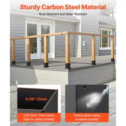VEVOR 6x6 Post Base 4 Pcs, Inner Size 5.6x5.6 inch / 142x142 mm Post Brackets, Heavy Duty Carbon Steel Decking Posts, Wood Posts Brackets for Pavilion Deck Railing Support Deck Base Plate, Black