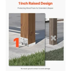 VEVOR 4x4 Post Base 10 Pcs, Inner Size 3.53x3.56inch/89.6x90.5mm Concrete Post Anchor, Heavy-Duty Zinc-Plated Carbon Steel Posts Brackets with 1 Inch Standoff Elevation, for Concrete Pergolas Patios