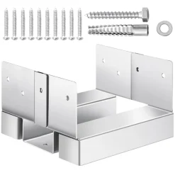 VEVOR 4x4 Post Base 10 Pcs, Inner Size 3.53x3.56inch/89.6x90.5mm Concrete Post Anchor, Heavy-Duty Zinc-Plated Carbon Steel Posts Brackets with 1 Inch Standoff Elevation, for Concrete Pergolas Patios