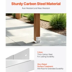 VEVOR 4x4 Post Base 10 Pcs, Inner Size 3.53x3.56inch/89.6x90.5mm Concrete Post Anchor, Heavy-Duty Zinc-Plated Carbon Steel Posts Brackets with 1 Inch Standoff Elevation, for Concrete Pergolas Patios
