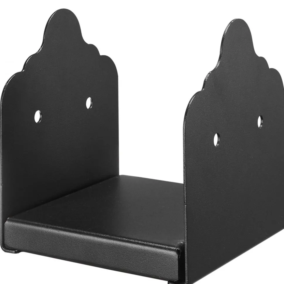 VEVOR 6x6 Post Base 4 Pcs, Inner Size 5.6"x5.6" Post Base Brackets, Heavy Duty Powder-Coated Post Anchor Matte Black Wood Post Brackets for Pavilion Deck Railing Support Deck Base Plate
