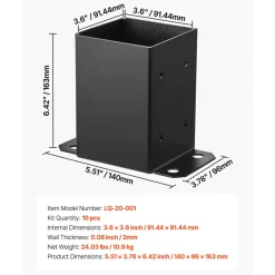 VEVOR 4x4 Post Base 2 Pcs, Inner Size 3.6
