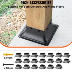 VEVOR 4x4 Post Base 20Pcs, Internal 3.6"x3.6" Heavy Duty Powder-Coated Steel Post Bracket Fit for Standard Wood Post Anchor, Decking Post Base for Deck Porch Handrail Railing Support