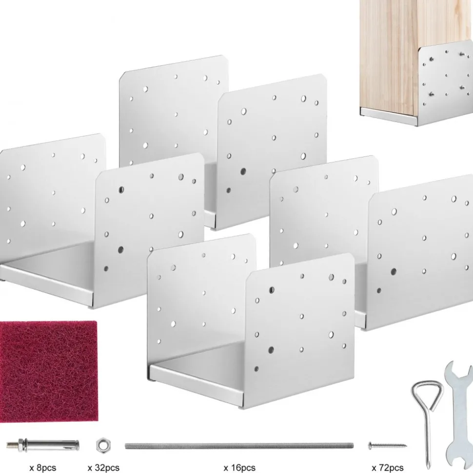 VEVOR 8"x 8" Post Base, 4Pcs Stainless Steel Adjustable Post Anchor Bracket(Internal 7.8 x 7.3"), Adjustable Post Base for Pavilion Deck Porch Handrail Railing Support Decorative Anchor Plate
