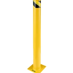 VEVOR 42"x5.5" Safety Bollard, 5-1/2" OD 42" Height Safety Barrier Bollard, Yellow Powder Coat Pipe Steel Safety Barrier, with 4 Free Anchor Bolts, for Traffic-Sensitive Area