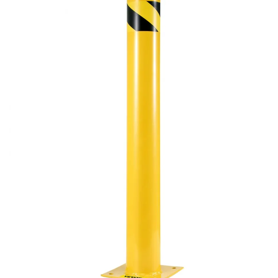 VEVOR 42"x5.5" Safety Bollard, 5-1/2" OD 42" Height Safety Barrier Bollard, Yellow Powder Coat Pipe Steel Safety Barrier, with 4 Free Anchor Bolts, for Traffic-Sensitive Area