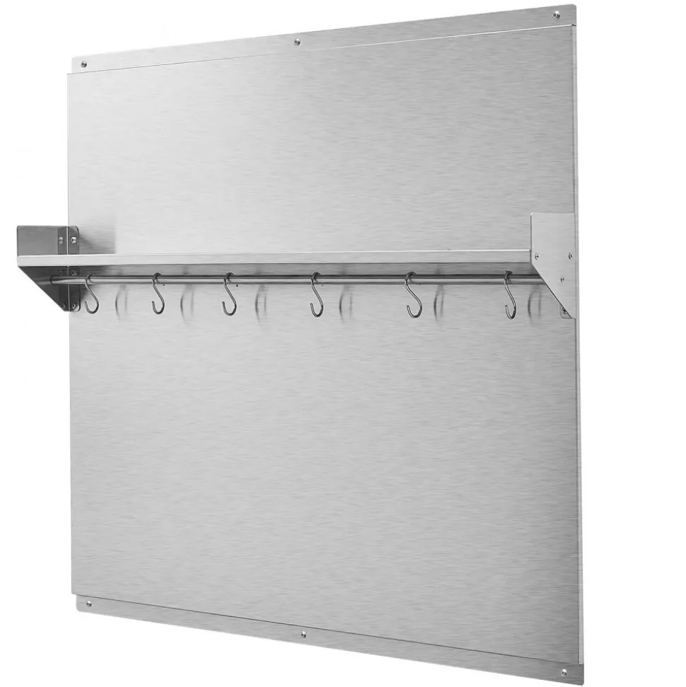 VEVOR 30" x 24" Stainless Steel Backsplash for Stove, Ultra Flat Splatter Guard, Wall Shield Range Hood Backsplash, Easy Clean Kitchen Wall Metal Panel, Pre-Drilled Holes for Easy Installation, Silver