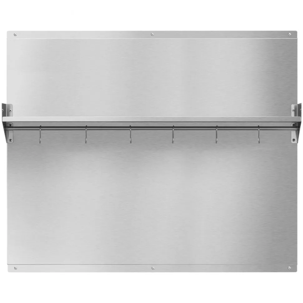 VEVOR 36" x 30" Stainless Steel Backsplash for Stove, Ultra Flat Splatter Guard with Storage Shelf & Hanging Rack, Wall Shield Range Hood Panel, Easy Clean, Pre-Drilled Holes for Easy Installation