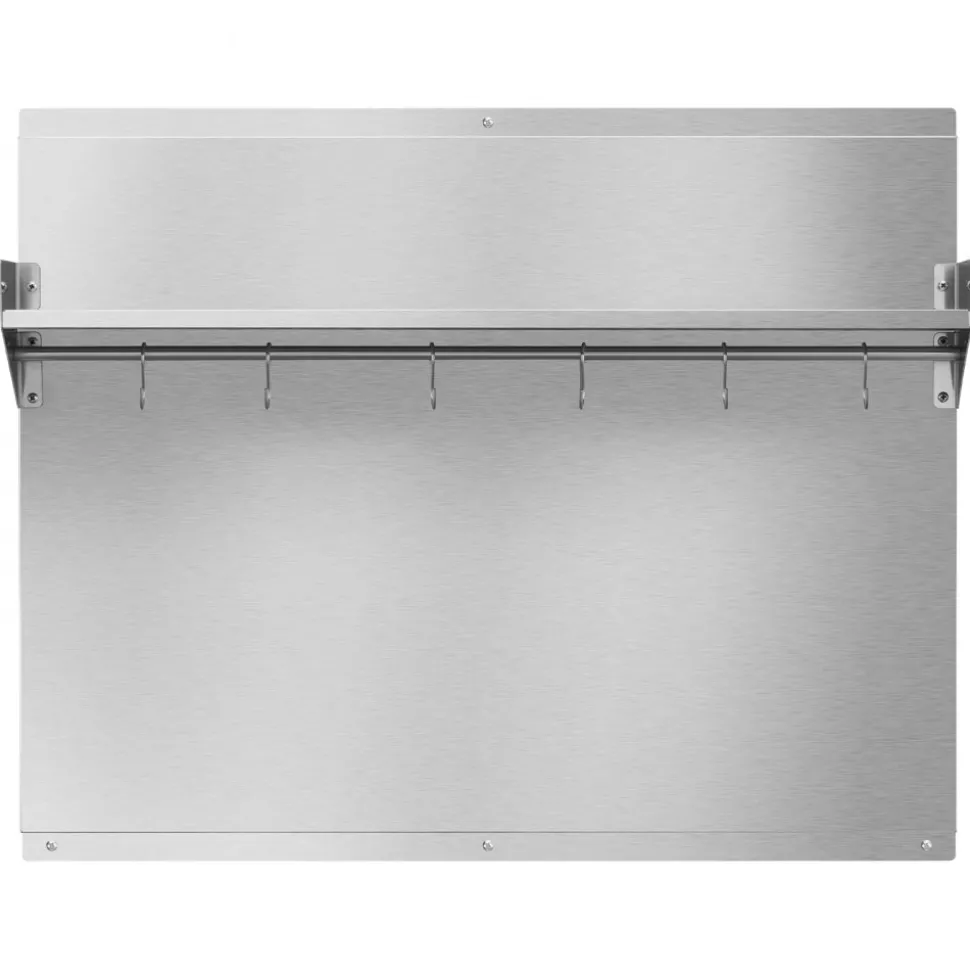 VEVOR 30" x 24" Stainless Steel Backsplash for Stove, Ultra Flat Splatter Guard with Storage Shelf & Hanging Rack, Wall Shield Range Hood Panel, Easy Clean, Pre-Drilled Holes for Easy Installation