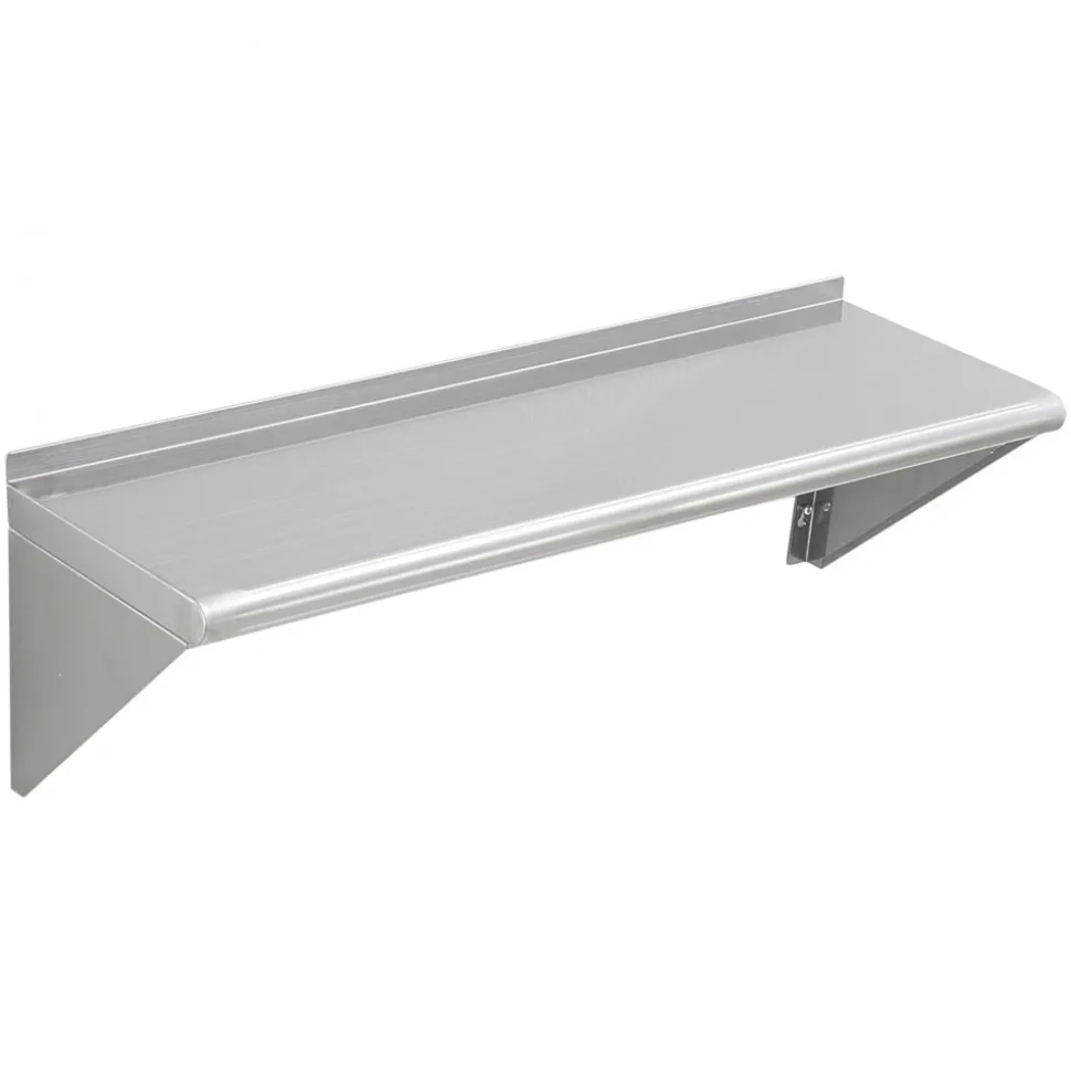 VEVOR 12" x 36" Stainless Steel Shelf, Wall Mounted Floating Shelving with Brackets, 250 lbs Load Capacity Commercial Shelves, Heavy Duty Storage Rack for Restaurant, Kitchen, Bar, Home, and Hotel