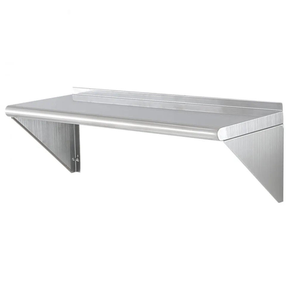 VEVOR 12" x 36" Stainless Steel Shelf, Wall Mounted Floating Shelving with Brackets, 250 lbs Load Capacity Commercial Shelves, Heavy Duty Storage Rack for Restaurant, Kitchen, Bar, Home, and Hotel