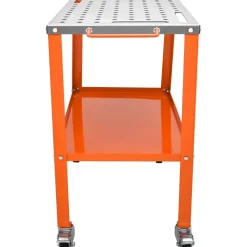 VEVOR 36" x 18" Welding Table, 1200lbs Load Capacity Steel Welding Workbench Table on Wheels, Portable Work Bench with Braking Lockable Casters, 4 Tool Slots, 5/8-inch Fixture Holes, Tool Tray