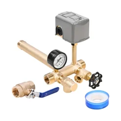VEVOR 1" x 11" Well Pressure Tank Tee Kit, with 30/50PSI Switch, 8-Pieces Pure Brass Pressure Tank Installation Kit for Water Well, 1 in Gate Valve Included, Fit Most tanks with Diameter up to 16 in