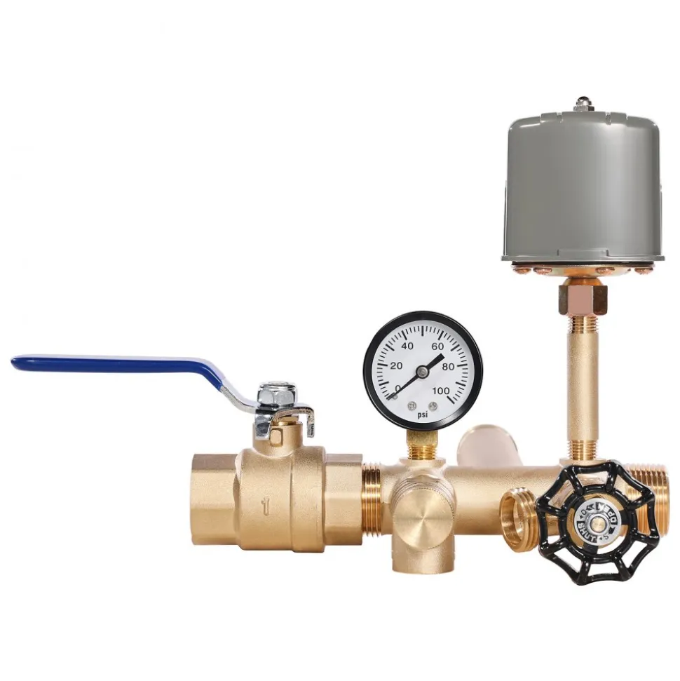 VEVOR 1" x 11" Well Pressure Tank Tee Kit, with 30/50PSI Switch, 8-Pieces Pure Brass Pressure Tank Installation Kit for Water Well, 1 in Gate Valve Included, Fit Most tanks with Diameter up to 16 in
