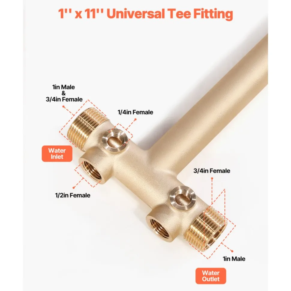 VEVOR 1" x 11" Well Pressure Tank Tee Kit, with 30/50PSI Switch, 8-Pieces Pure Brass Pressure Tank Installation Kit for Water Well, 1 in Gate Valve Included, Fit Most tanks with Diameter up to 16 in
