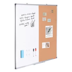 VEVOR 48"x 36" Whiteboard & Cork Board Combo with Aluminum Frame – 2-in-1 Magnetic Dry Erase Bulletin Board for Wall Mount – Ideal for School, Home, Office