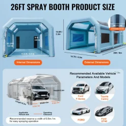 VEVOR 26x15x11ft Inflatable Paint Booth, Inflatable Spray Booth, High Powerful 750W+950W Blowers Spray Booth Tent, Car Paint Tent Air Filter System for Car Parking Tent Workstation Motorcycle Garage
