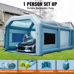 VEVOR 26x15x11ft Inflatable Paint Booth, Inflatable Spray Booth, High Powerful 750W+950W Blowers Spray Booth Tent, Car Paint Tent Air Filter System for Car Parking Tent Workstation Motorcycle Garage