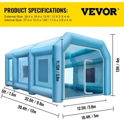 VEVOR 39.3x16.4x13.1Ft Inflatable Spray Booth Custom Tent Paint Booth Inflatable