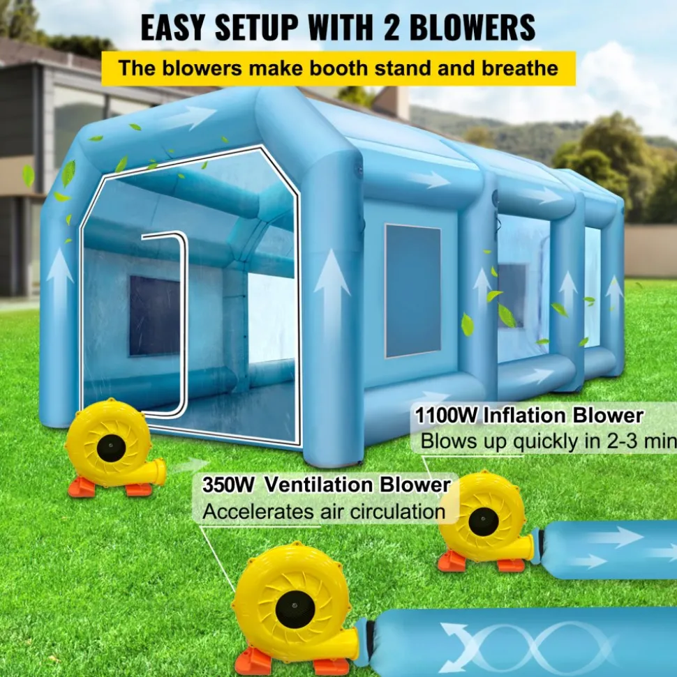 VEVOR 39.3x16.4x13.1Ft Inflatable Spray Booth Custom Tent Paint Booth Inflatable