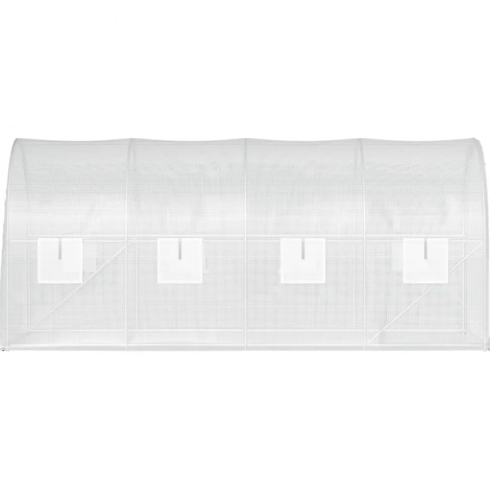 VEVOR 12 x 7 x 7 ft Walk-in Tunnel Greenhouse, Portable Plant Hot House with Galvanized Steel Hoops, 1 Top Beams, 2 Diagonal Poles, 1 Zippered Door & 6 Roll-up Windows, Green