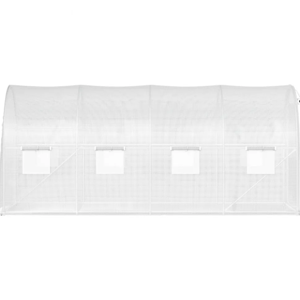 VEVOR 12 x 7 x 7 ft Walk-in Tunnel Greenhouse, Portable Plant Hot House with Galvanized Steel Hoops, 1 Top Beams, 2 Diagonal Poles, 1 Zippered Door & 6 Roll-up Windows, Green