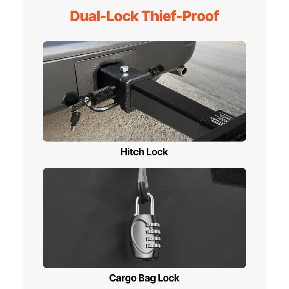 VEVOR 60" x 24" x 14", Hitch Cargo Carrier, 500 lbs Capacity Hitch Cargo Carrier with Cargo Net & Waterproof Cargo Bag, Folding Hitch Mount Cargo Carrier with Reflective Reminder, Fit for SUVs