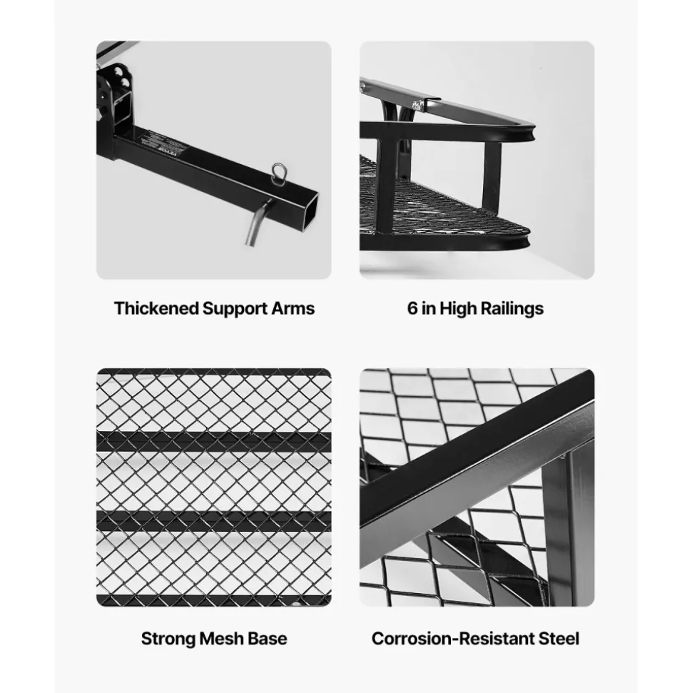 VEVOR 60" x 24" x 6", Hitch Cargo Carrier, 500 lbs Capacity Hitch Cargo Carrier with Cargo Net with Hook & Waterproof Cargo Bag, Folding Hitch Mount Cargo Carrier with Ratchet Straps, Fit for SUVs