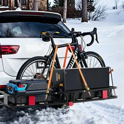 VEVOR 70" x 30" x 6", Hitch Cargo Carrier, 500 lbs Capacity Hitch Cargo Carrier with Nighttime Reflective Reminder, Folding Hitch Mount Cargo Carrier with Hitch Lock for 2" Receiver, Fit for SUVs